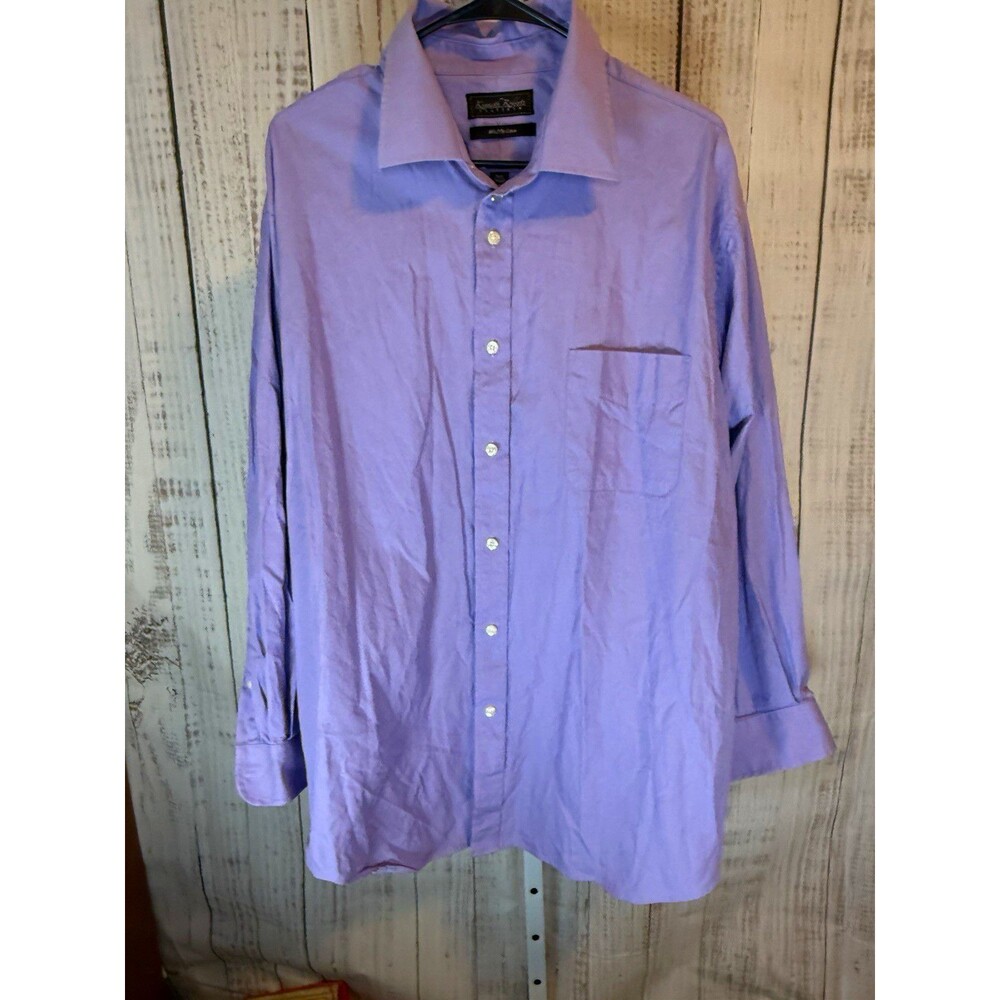 Kenneth Roberts Platinum Men’s Button Up Shirt Long Sleeve Solid Purple 18.5 2XL